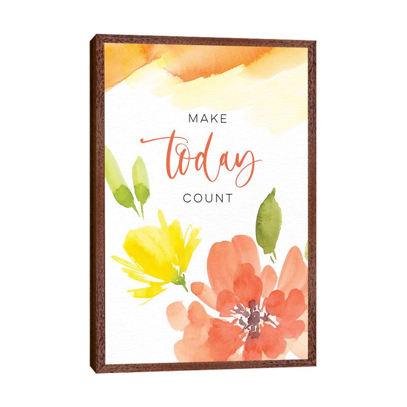 Make Today Count by Stephanie Ryan - Painting on Canvas, Classic Brown Wood Floater Framed, 66.04cm H x 45.72cm W x 3.81cm D