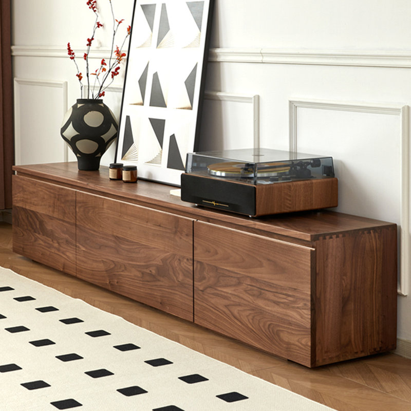 Meuble télé en bois de noyer de haute qualité, H 15,75 po x L 94,48 po x l 13,78 po