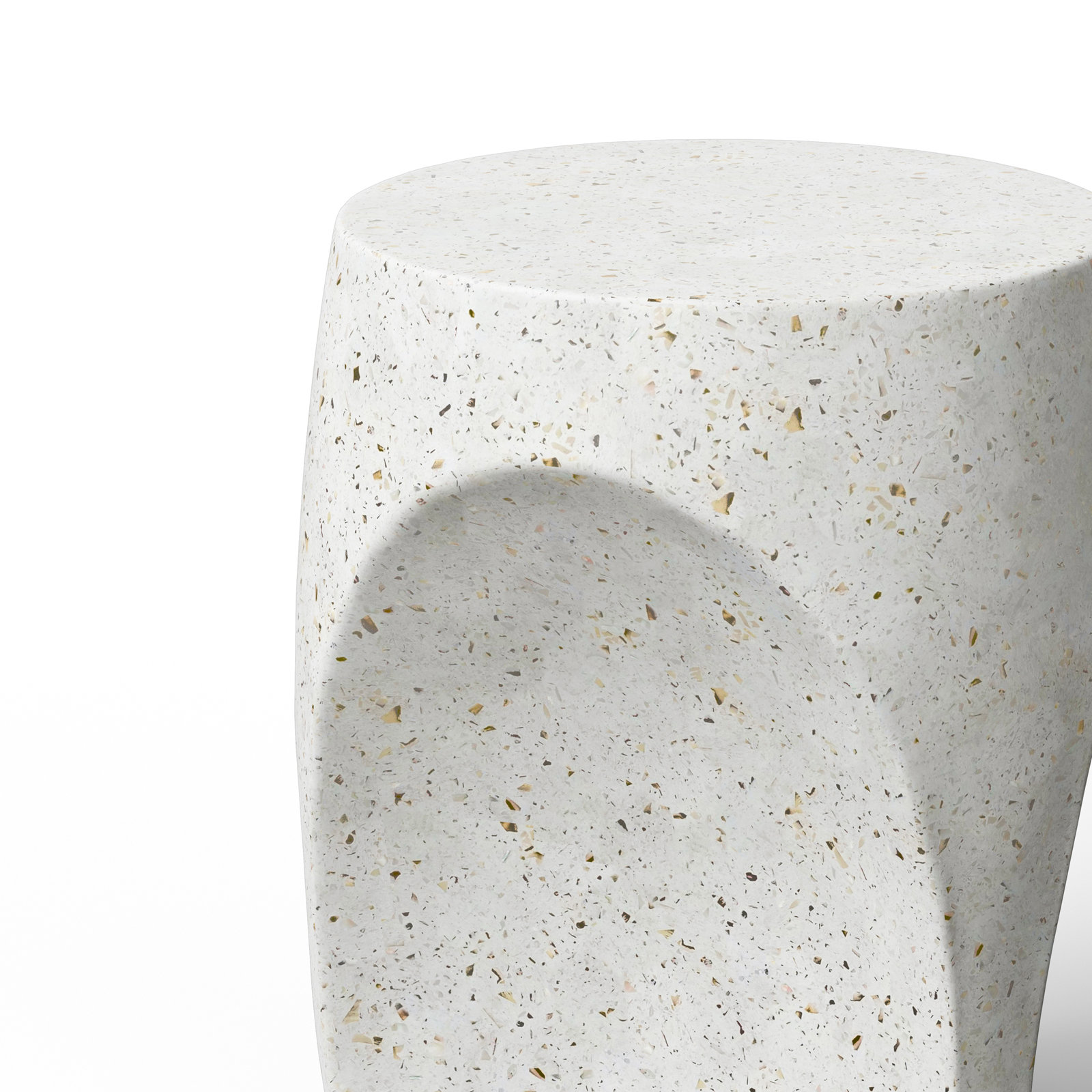 Kareen Concrete Accent Stool, Ivory