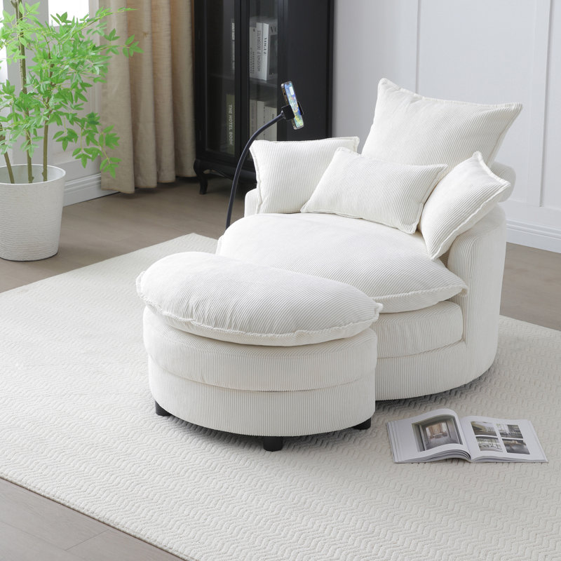 Fauteuil demi-tonneau pivotant 360 ° Modern, Beige