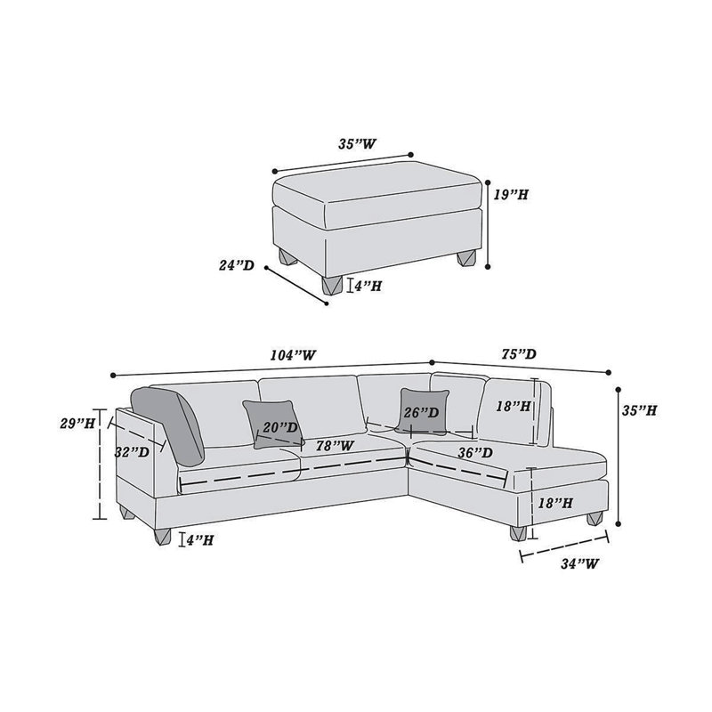3-PC SECTIONAL In Gray