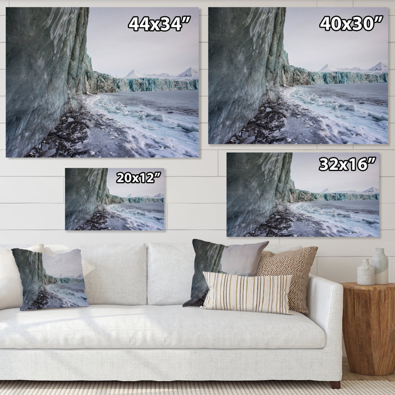 Magnifique image d'un mur de glace - peinture sur toile, H 16 po x l 32 po, Toile tendue