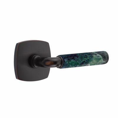 Ensemble de leviers de passage Emtek Select, rosette Urban Modern, tige en R, poignée en marbre vert, CF