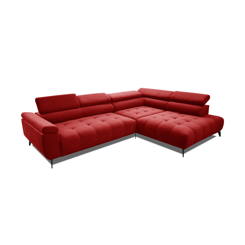 Temecia 3 Seater Corner Sofa , Red, Right Hand Facing