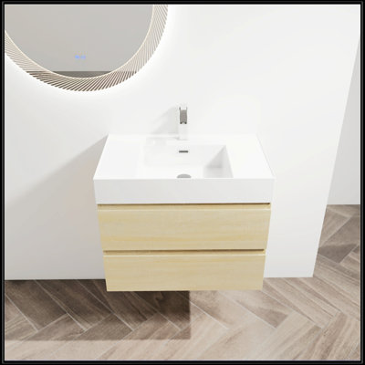 30" Wall-Mounted Bathroom Vanity With Resin Sink