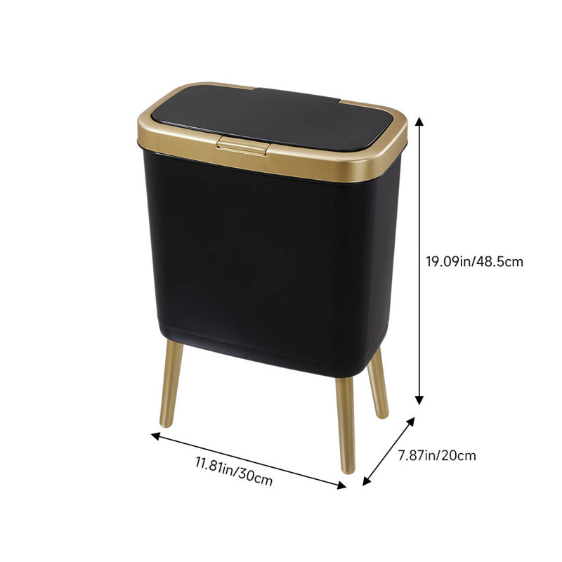 PP Manual Lift Waste Bin - 15L, Black