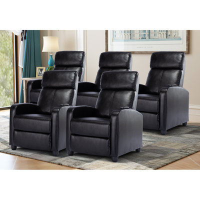 25.6" Wide Modern Soft Breathable Faux Leather Massage Home Theater Individual Seat with Remote Control 
