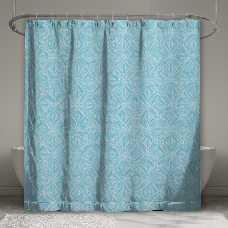 Rideaux de douche bleu clair à motif géométrique très longs, L 70 po x H 72 po