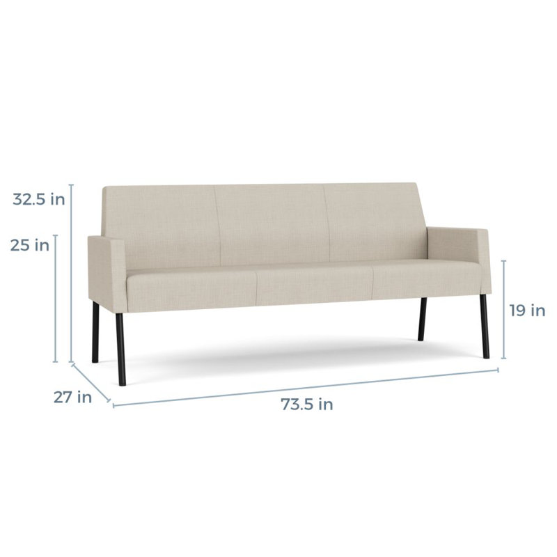 Mystic Lounge Reception Sofa, Black Steel, Plot Line Neutral