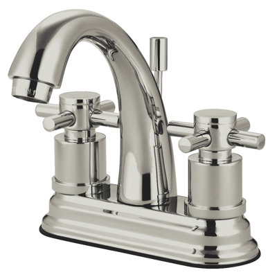 South Beach Double Cross Handle Centerset Bathroom Faucet with Drain Assembly
