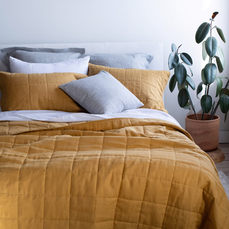 100% French Linen Flanged 26" X 26" Euro Sham, Pebble Heather