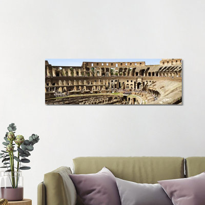 Interiors Of An Amphitheater, Coliseum, Rome, Lazio, Italy - Wrapped Canvas Panoramic Print