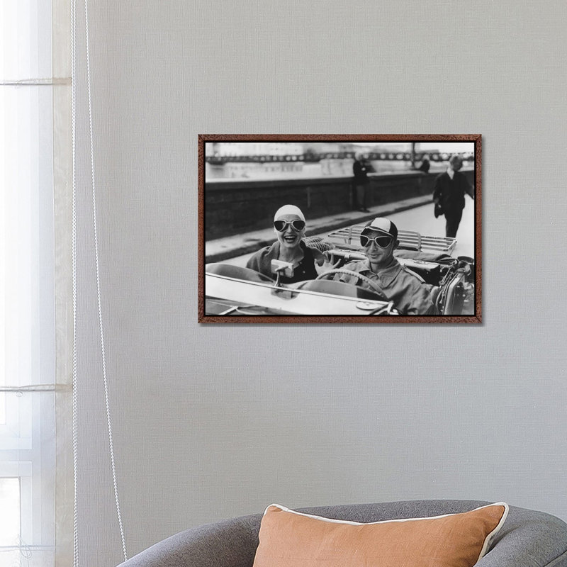 Couple In Mg (Florence, Italy 1951) by Ruth Orkin - Print on Canvas, Classic Brown Wood Framed, 66.04 cm H x 45.72 cm W