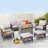 Alycee 7-Person Outdoor Wicker Patio Set with Fire Pit Table