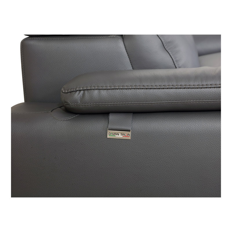 Canapé en cuir véritable, Gris foncé