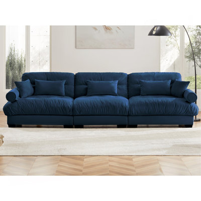 Très grand canapé en velours moderne à 3 places, canapé surdimensionné, siège confortable et dossier confortable, avec coussins de taille et coussins décoratifs,