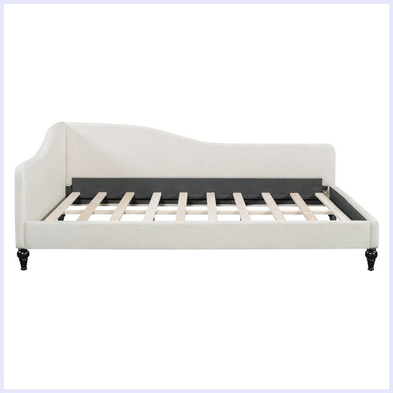 Lit de jour d'angle rembourré, Beige, Complet/Double