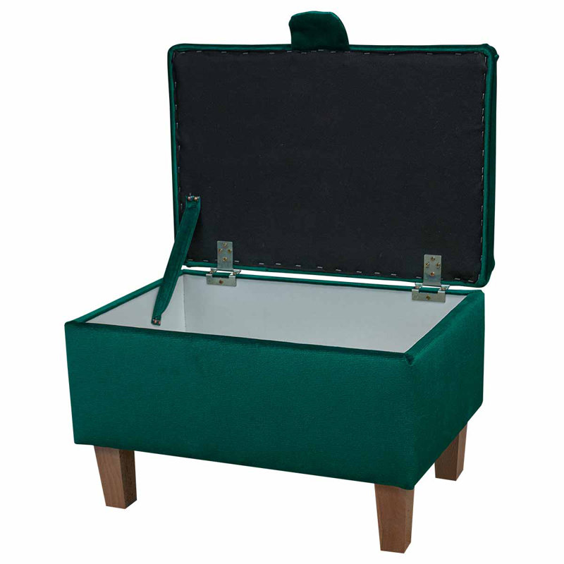 50cm Emerald Green Velvet Storage Ottoman