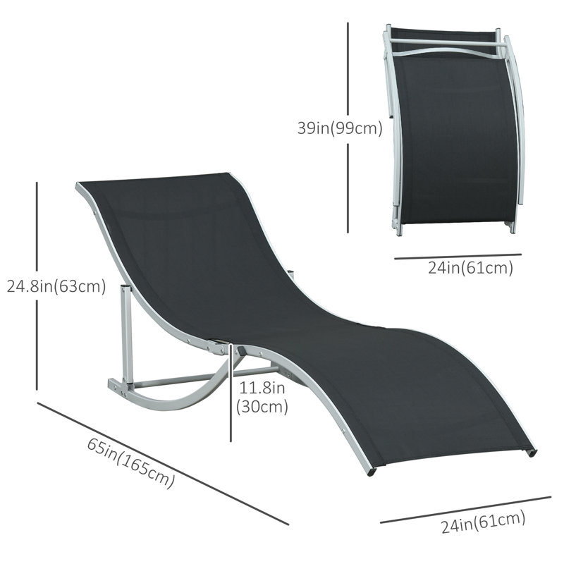 Chaise longue simple 65 po Barryknoll, Noir / acier
