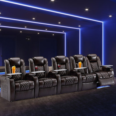 Siège de cinéma en cuir gris avec porte-gobelet
