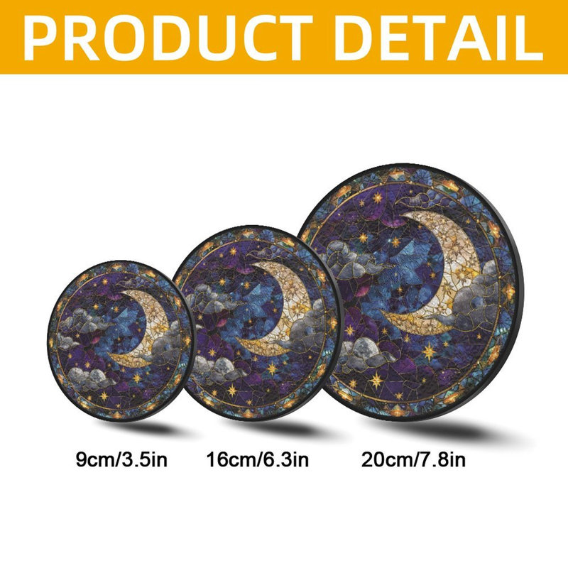 Vitrail Lune Panneaux de vitrail Attrape-soleil pour décoration de fenêtre, 3.5x3.5in(9x9cm)
