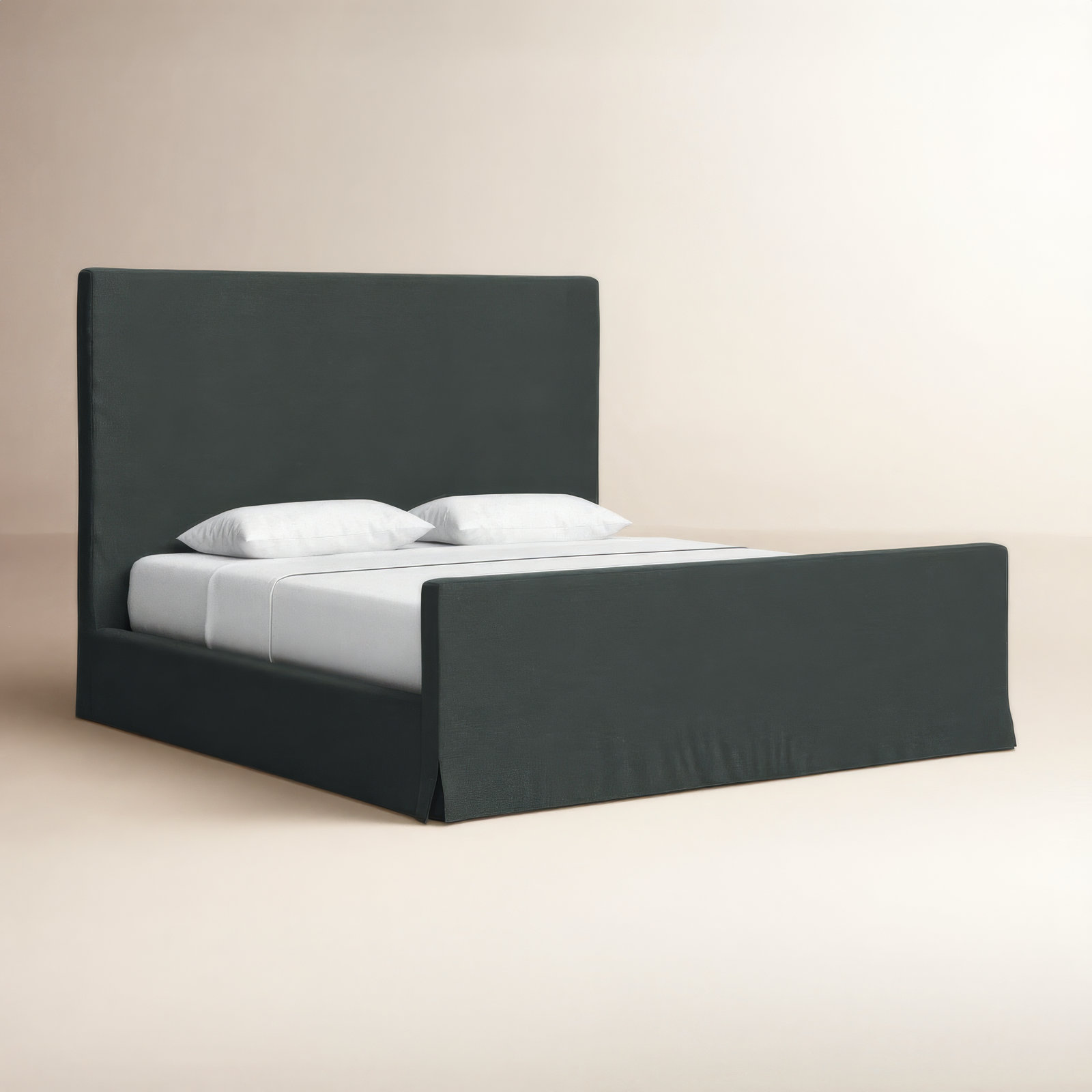 Zoni Linen Upholstered Bed, Queen, Brussels Pine