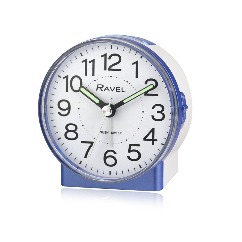 Analogue Quartz Movement / Crystal Alarm Tabletop Clock, White/Blue