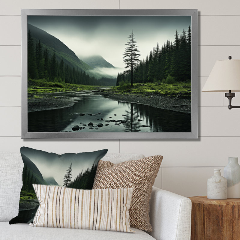 «Alaska Wilderness Solitude», reproduction sur toile, H 16 po x l 32 po x P 1 po, Cadre photo argenté