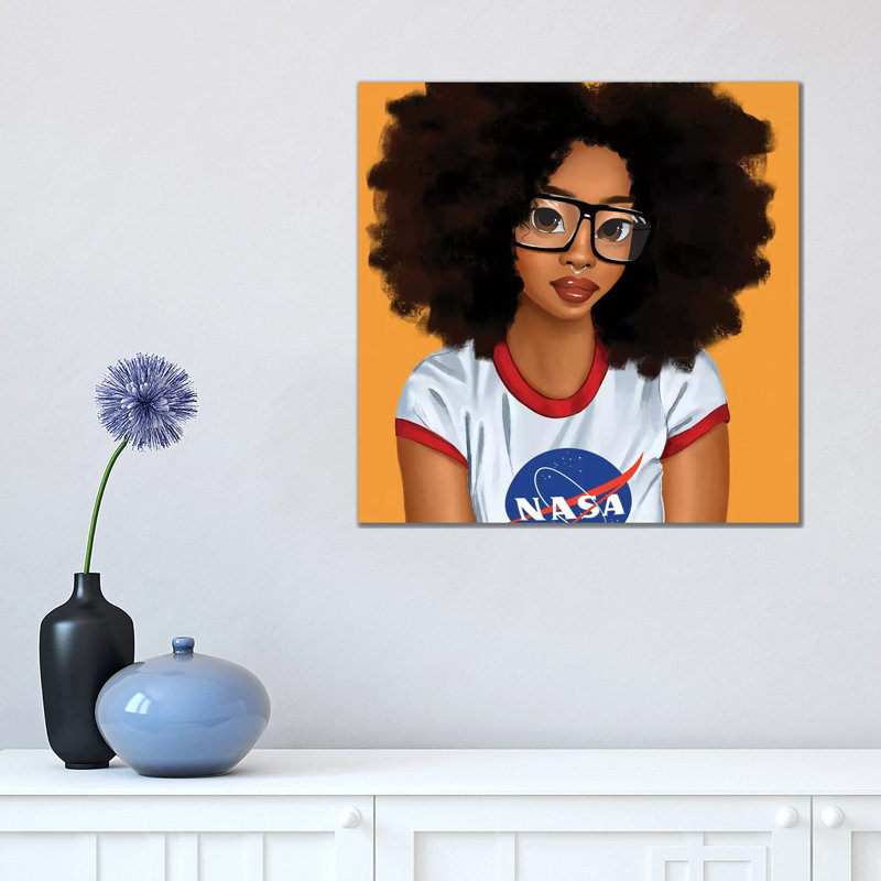 « Nerd Girl » par Princess karibo-impression d’art graphique, Pas de tapis, H 18 po x l 18 po x 1,5 po, Toile tendue