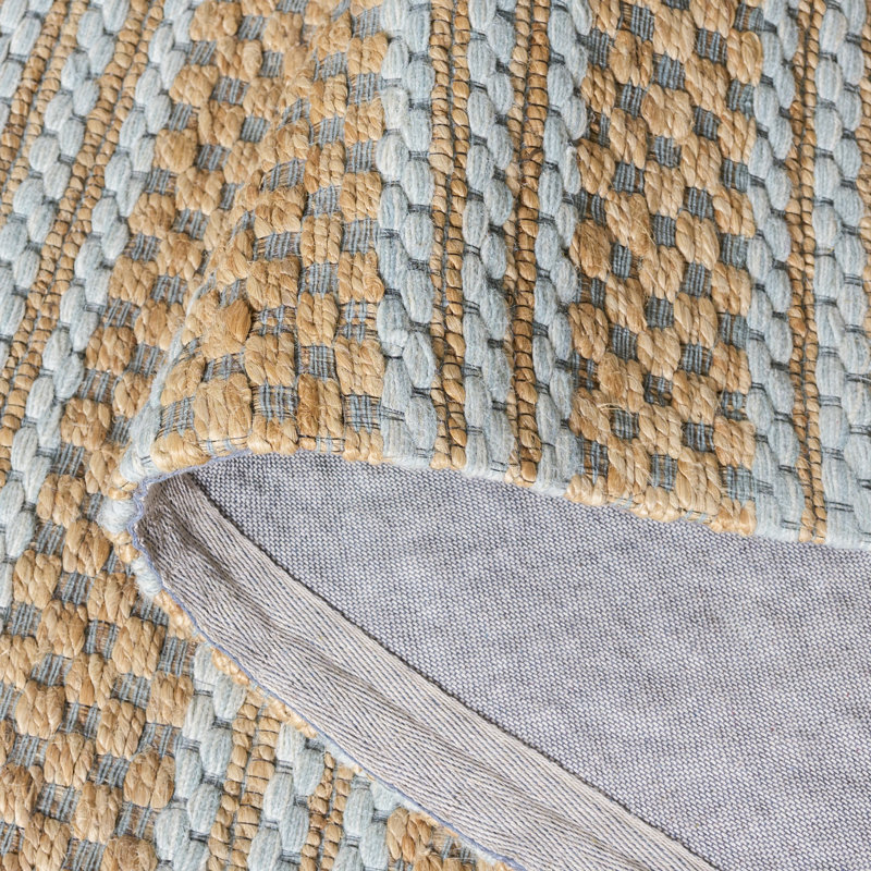 Martha Stewart 9528 Hand Tufted 40% Jute; 40% Wool; 20% Cotton Striped Rug, Square 6'