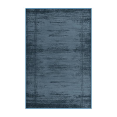 Machine Washable Abstract Blue Area Rug