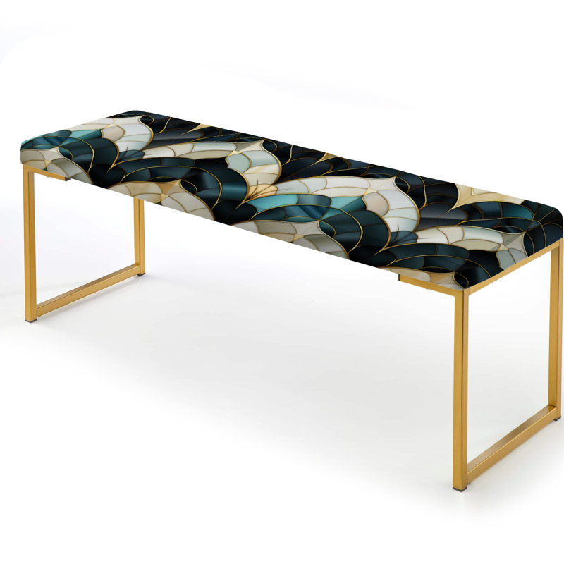 Banc rembourré Marble Gold, Doré Art déco, marbre, glamour et bonheur