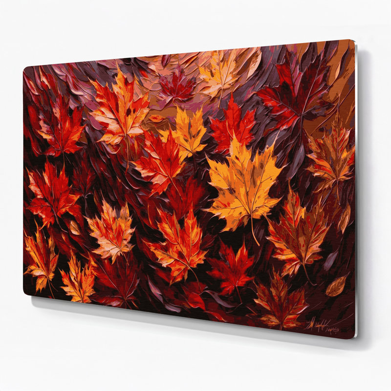 Botanical Maple Leaves Black Metal Wall Art, 144" H x 216" W x 0.05" D