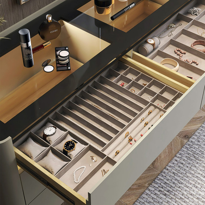 Comptoir à cosmétiques de luxe avec tiroir, Gris beige
