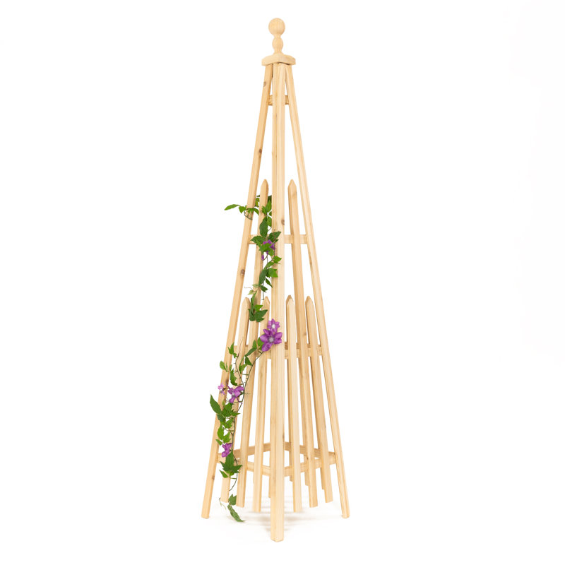172.7cm H Wood Obelisk Trellis, 172.7cm x 35.6cm x 35.6cm, Beige