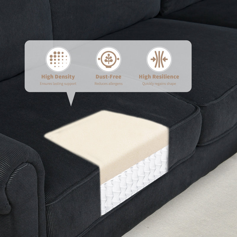 Advik 2 - Piece Upholstered Sectional, Right Hand Facing, Black
