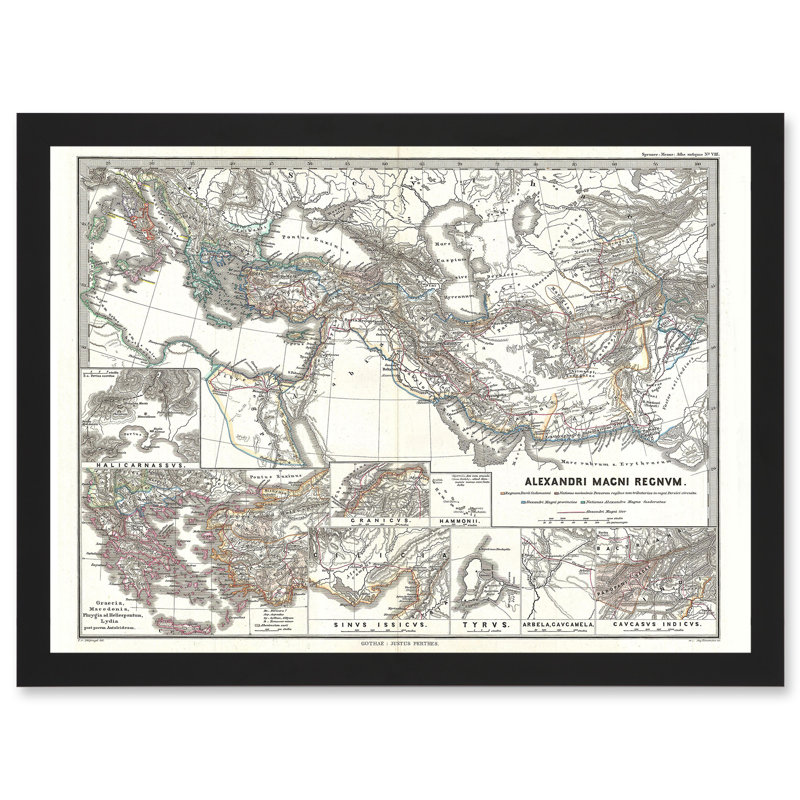 Geography Map Illustrated Antique Empire Alexander Great Mediterranean - Single Picture Frame Print