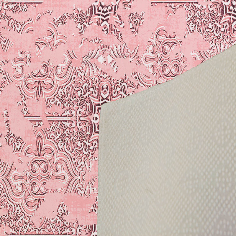 Tapis floral rose / gris tissé à la machine Cowan, Rectangle 5 pi 11 po x 9 pi 2 po