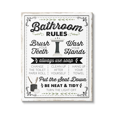 " Bathroom Rules Vintage List "