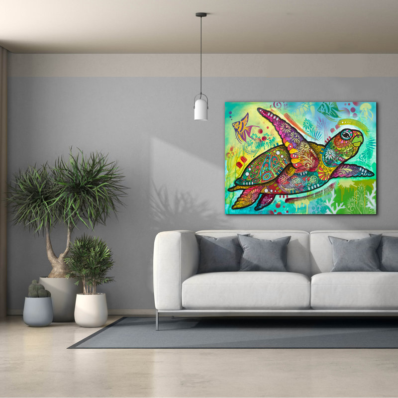 «Sea Turtle 2» par Dean Russo, art mural sur toile, H 40 po x l 54 po x P 1,5 po