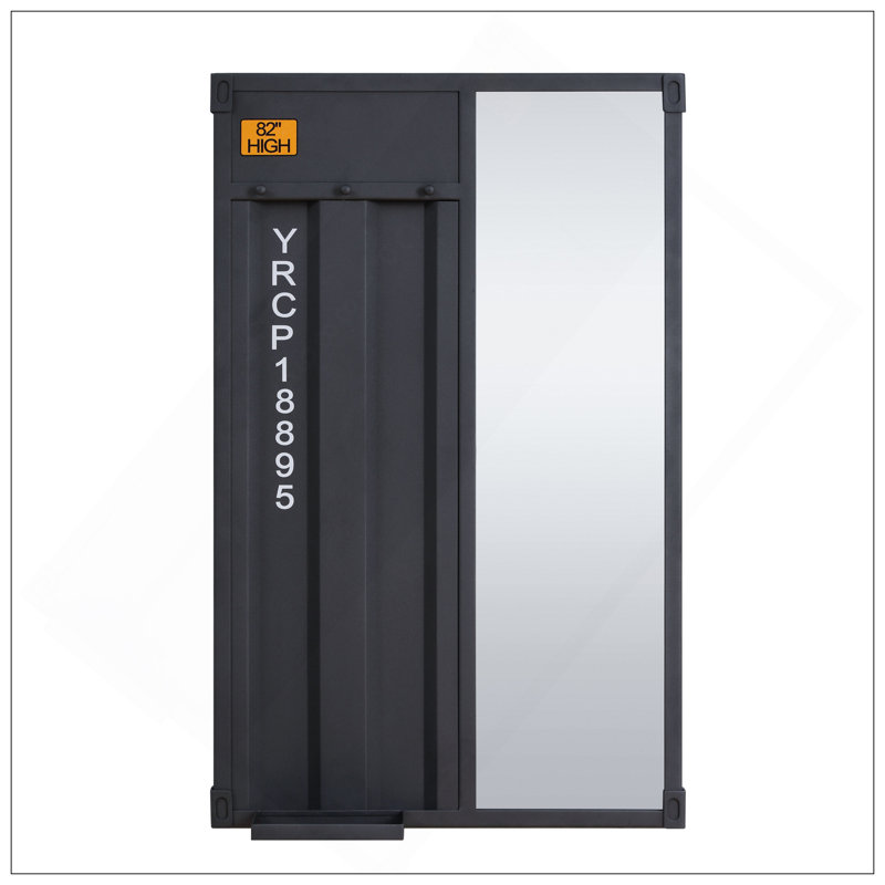 Miroir pleine grandeur Cargo Gunmetal avec système de lattes durable et rails de sécurité