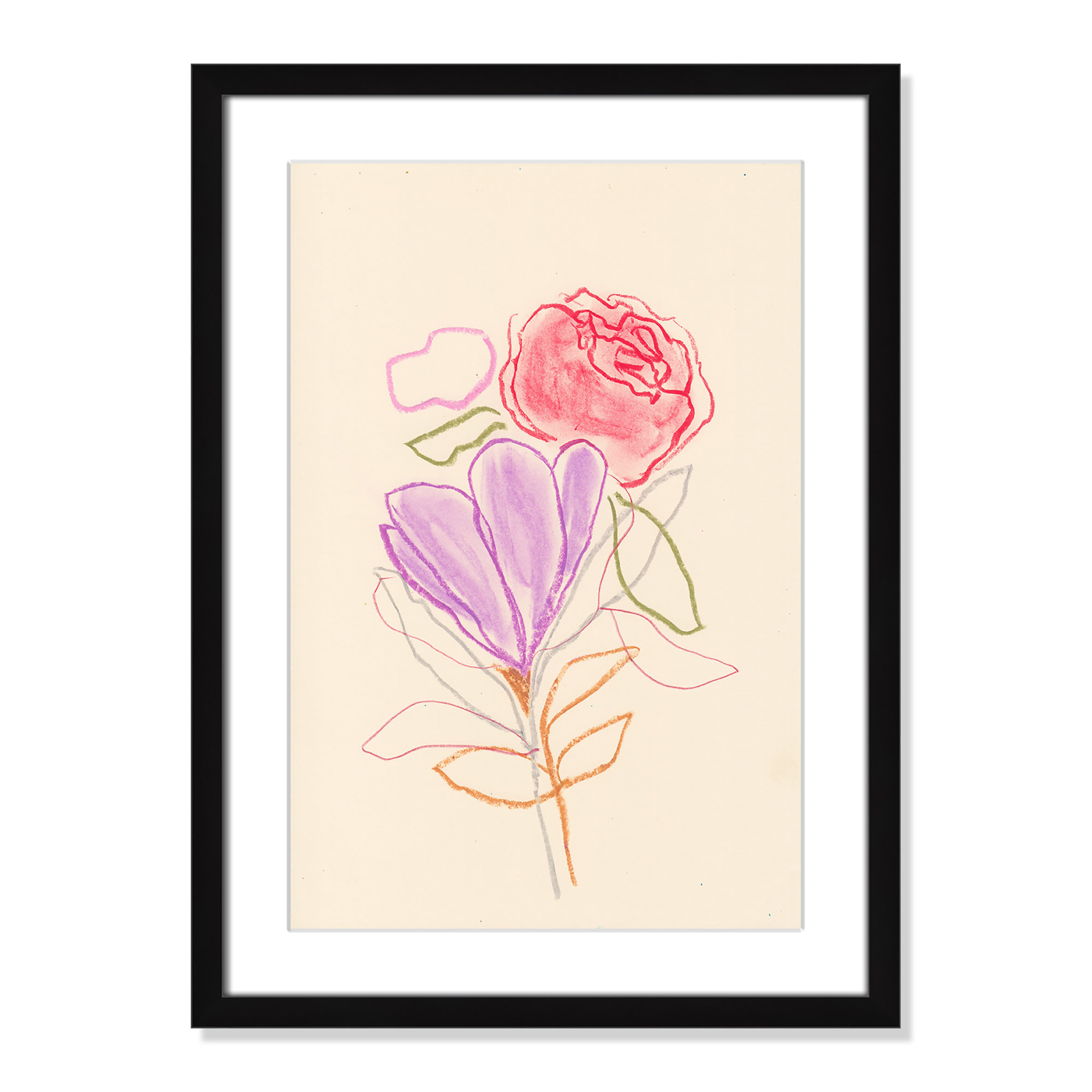 Simple Floral III Print by Bea Dina, Black Single Picture Framed Paper, White, 23" H x 17" W x 1.25" D