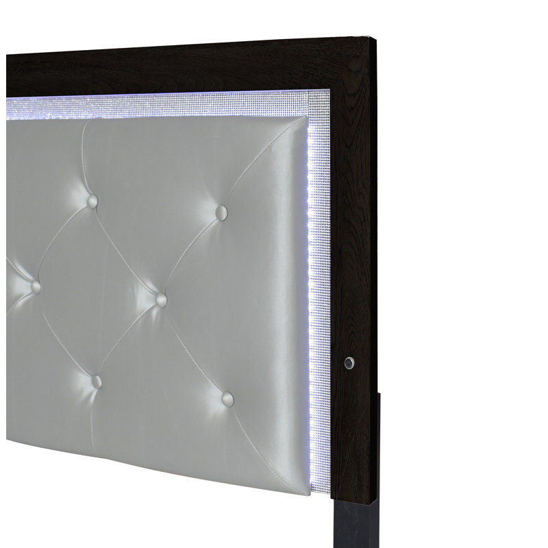 Lit plateforme tapissier Salmas, Grand, Noir