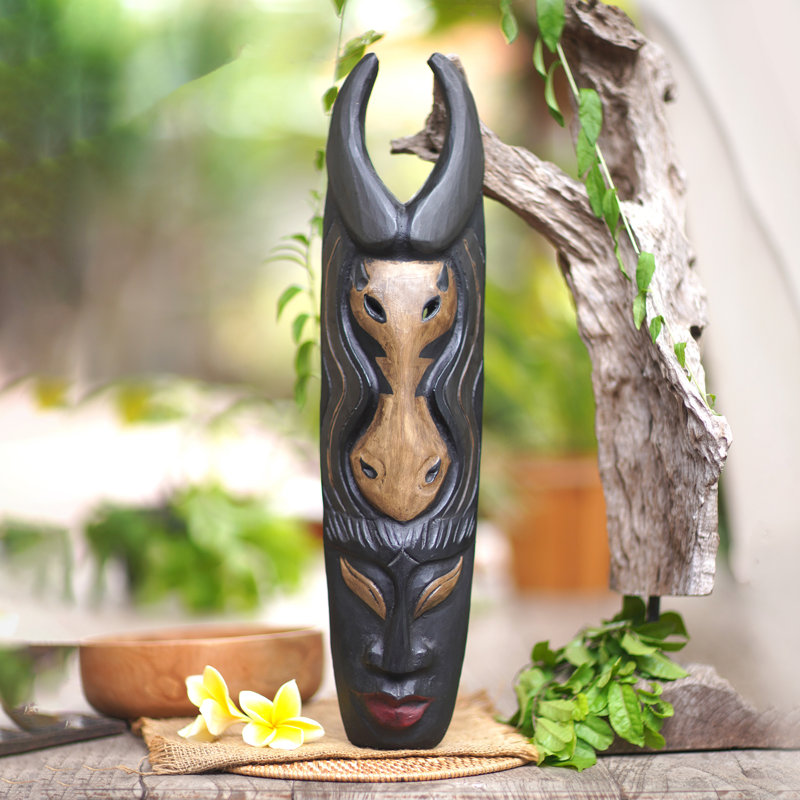  Handmade Guardian Buffalo Wood Wall Mask
