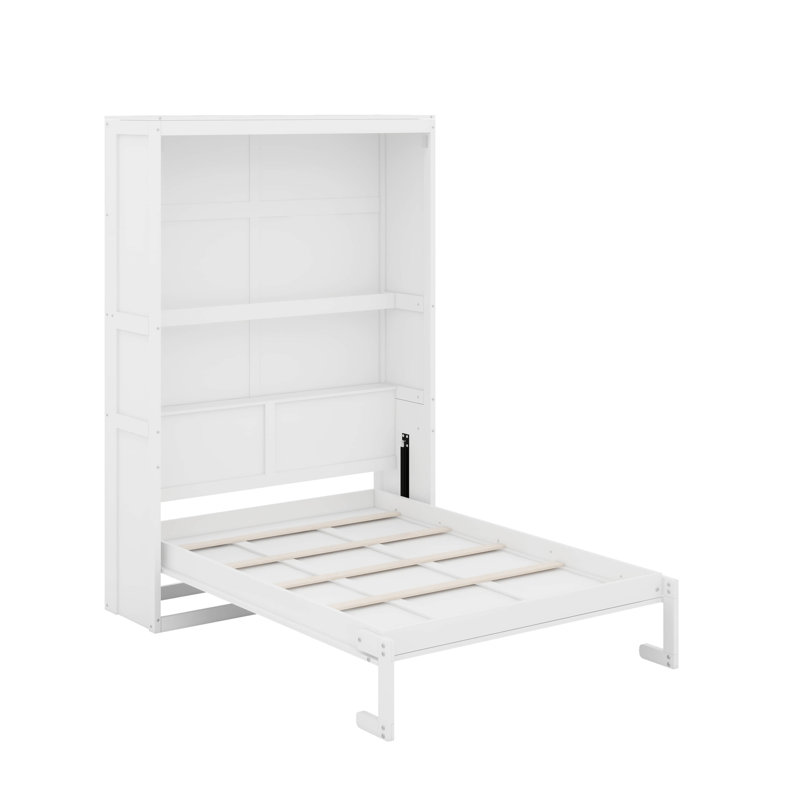 Lit escamotable mural avec tablettes Murphy, Double, Blanc
