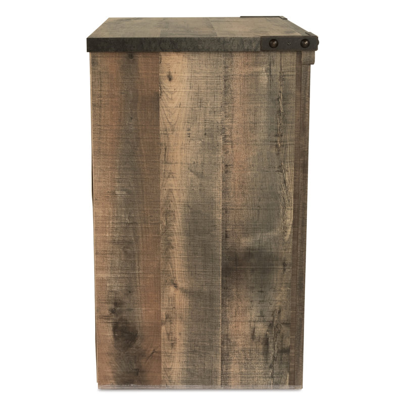 Rustic Charm Brown Nightstand with Built-in Charging Station