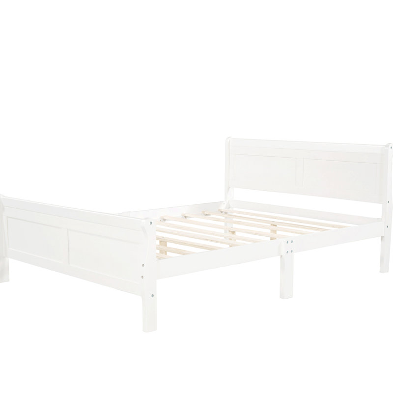 Lit plateforme en bois massif Kirbee, Plein, Blanc