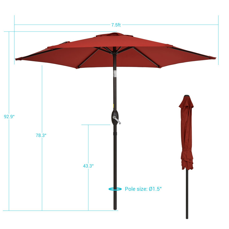 Parasol de marché 90 po Daljeet, Rouge chili