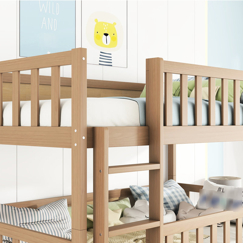Space Twin Size Triple Bunk, White Oak Comfortable Over Bunk Bed, Style, White Oak