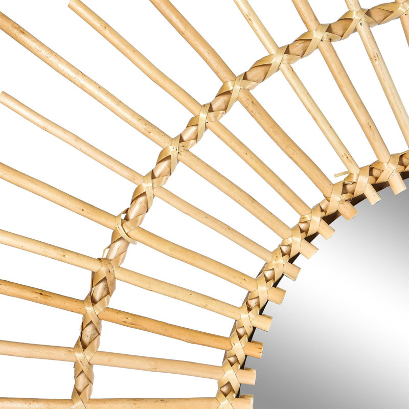 Angelica Rattan Flat Wall Mirror, 89.5cm H x 89.5cm W